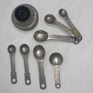Vintage Aluminum Grandma’s Kitchen Utensil Measuring Spoons Biscuit Cutter